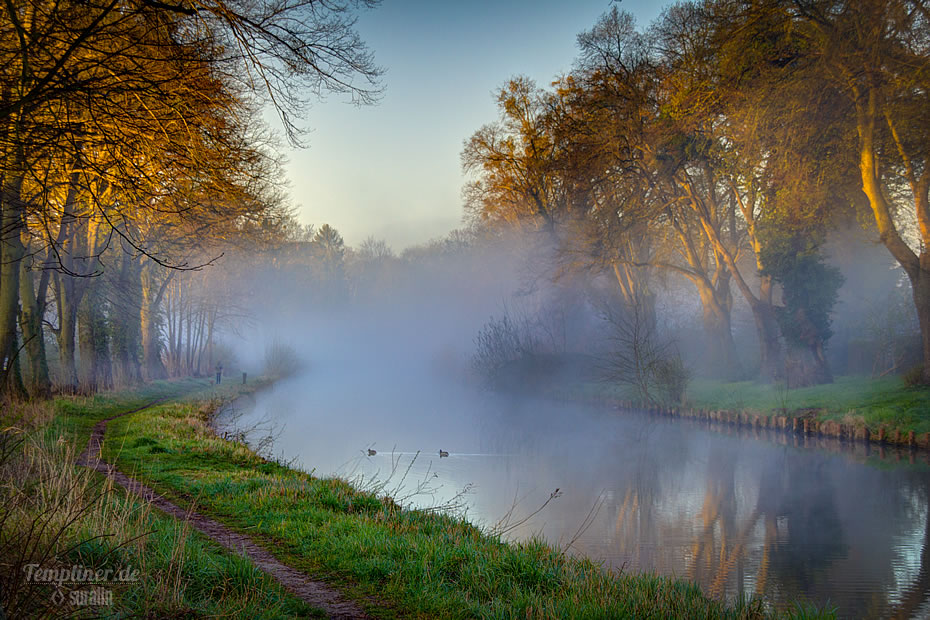 Morgennebel am Kanal in Templin an einem April-Morgen