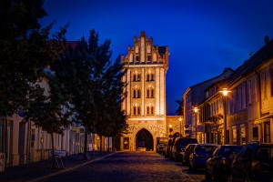 Berliner Tor in Templin bei Nacht